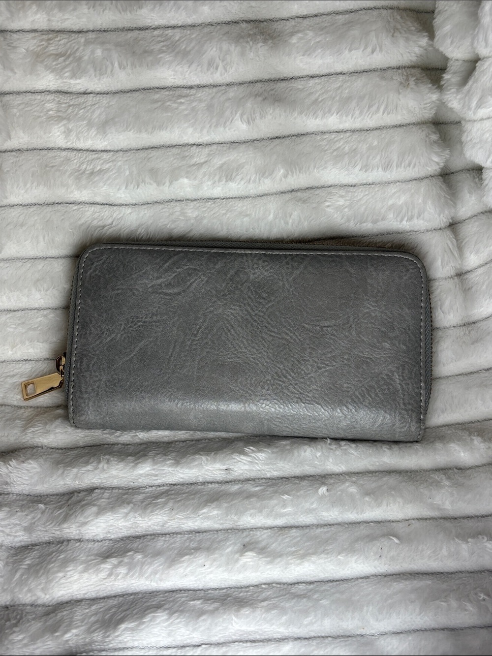 Gray Zip-Around Leather Wallet - Modern Women's Wallet
